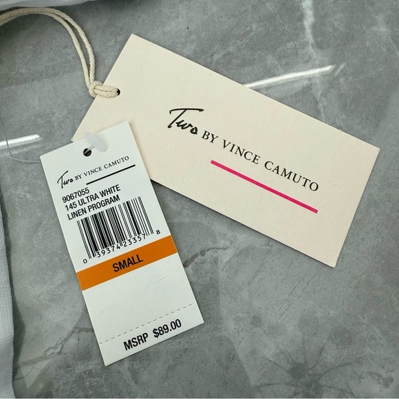 Women’s Two By Vince Camuto 100% Linen Short Sleeve Tie Up Top Small - Picture 13 of 16